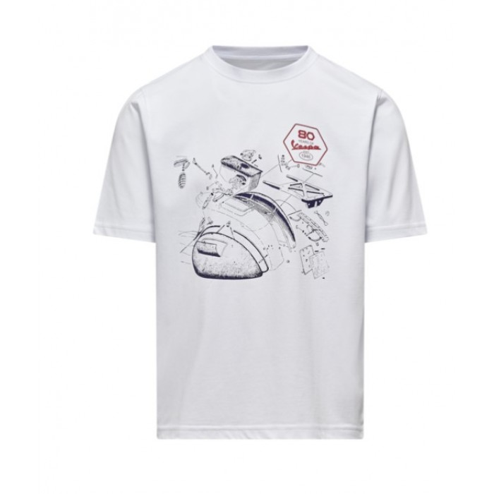 VESPA ΜΠΛΟΥΖΑ T-SHIRT 80TH ΣΧΕΔΙΟ ΛΕΥ Μπλούζες / Γιλέκα / Ζακέτες